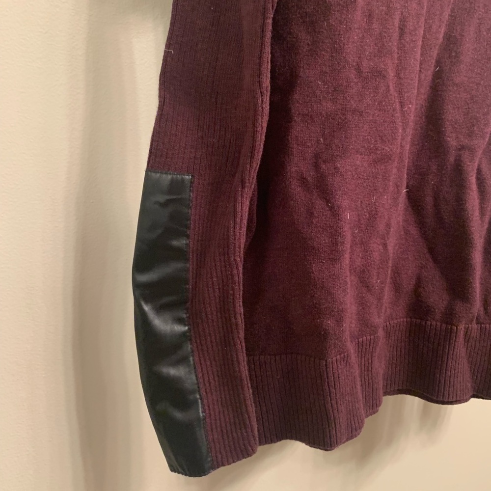 Mossimo Merlot Dark Purple Sweater Leather Accents